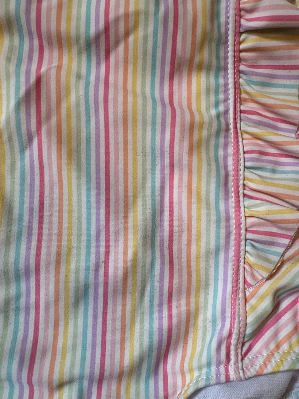 Ruffle Butts Size 5 Pastel Rainbow Stripe Ruffle One-Piece Swimsuit